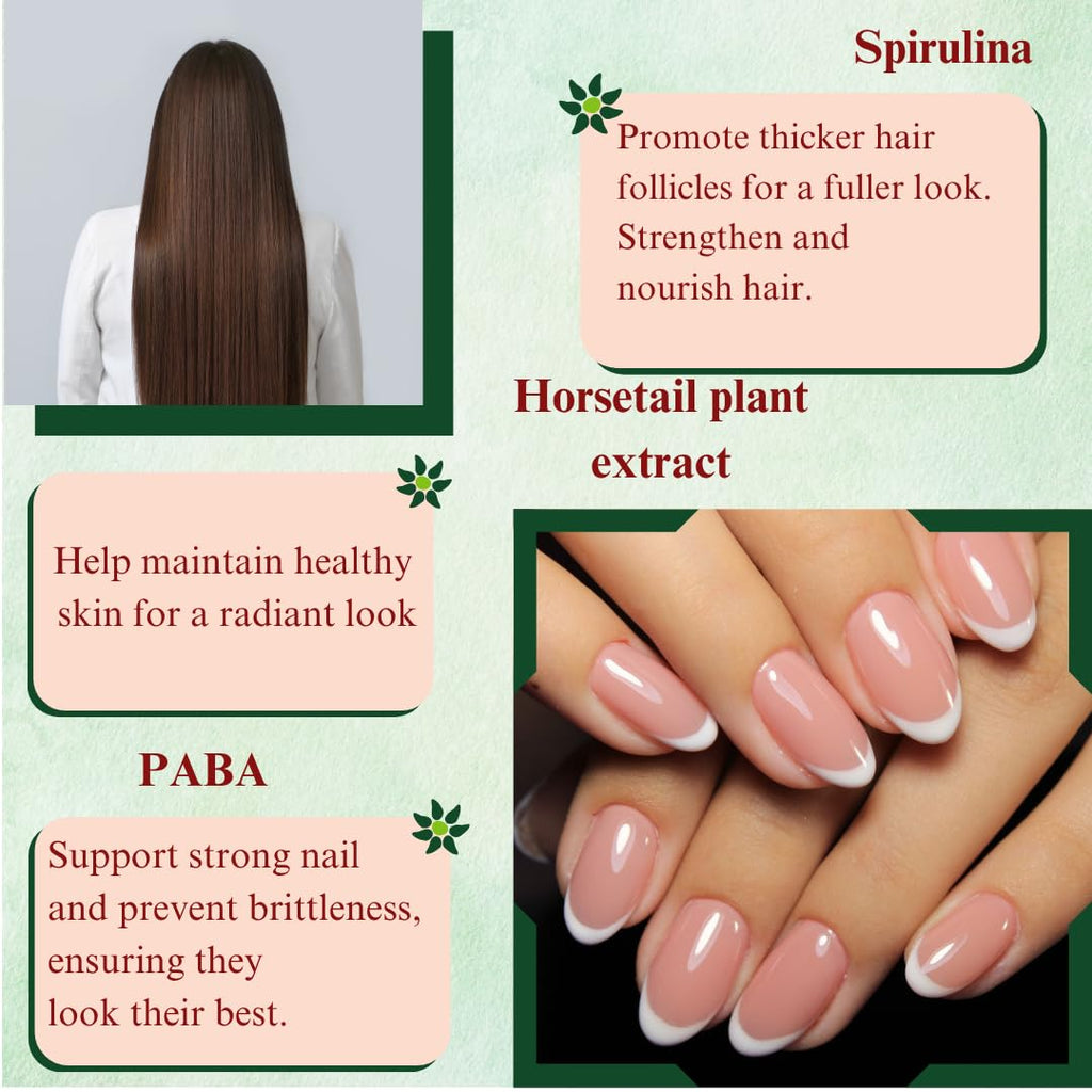 Dr's Nature & Nutrition Hair, Skin & Nail Plus Vitamin Supplement with Biotin 5000mcg, Bamboo Extract, Collagen Support - Extra Strength Beauty Supplement for Men and Women - 60 Capsules - TrustMedUSA