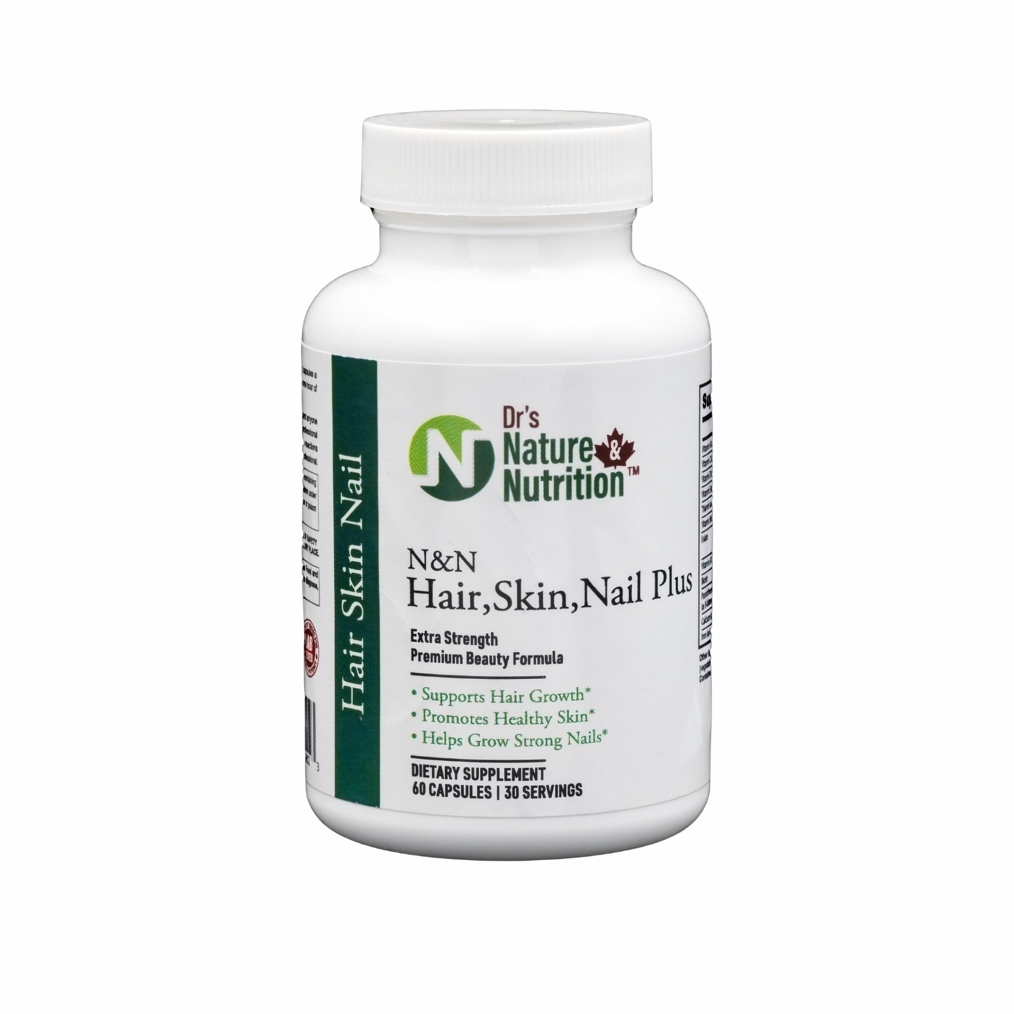 Dr's Nature & Nutrition Hair, Skin & Nail Plus Vitamin Supplement with Biotin 5000mcg, Bamboo Extract, Collagen Support - Extra Strength Beauty Supplement for Men and Women - 60 Capsules - TrustMedUSA