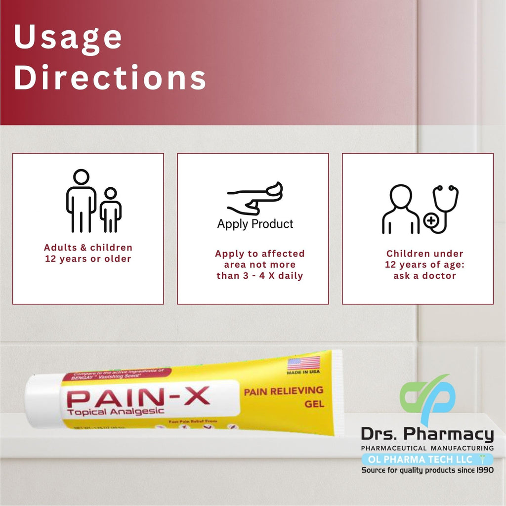 Drs. Pharmacy Pain-X Menthol Cream – Targeted Muscle & Joint Relief – 1.75 oz, Made in USA - TrustMedUSA