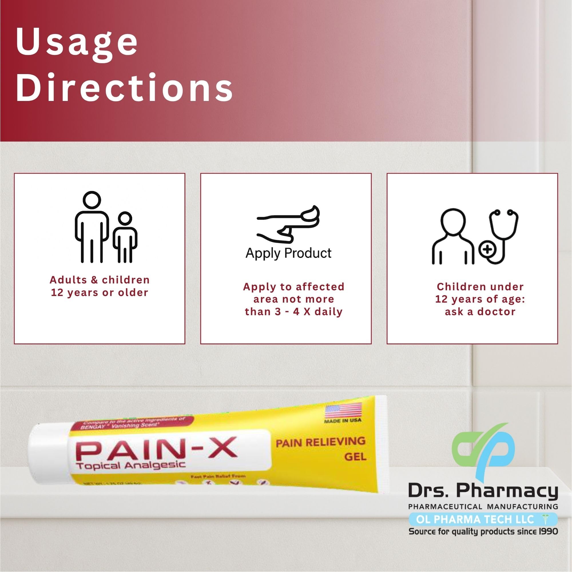 Drs. Pharmacy Pain-X Menthol Cream – Targeted Muscle & Joint Relief – 1.75 oz, Made in USA - TrustMedUSA