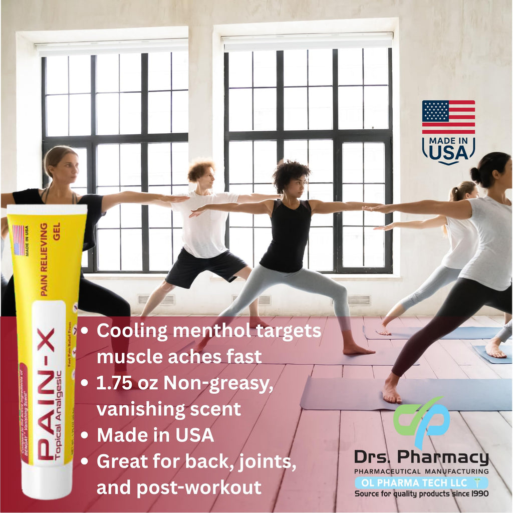 Drs. Pharmacy Pain-X Menthol Cream – Targeted Muscle & Joint Relief – 1.75 oz, Made in USA - TrustMedUSA