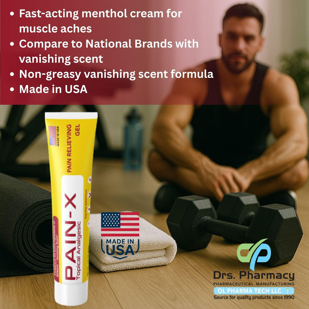 Drs. Pharmacy Pain-X Menthol Cream – Targeted Muscle & Joint Relief – 1.75 oz, Made in USA - TrustMedUSA