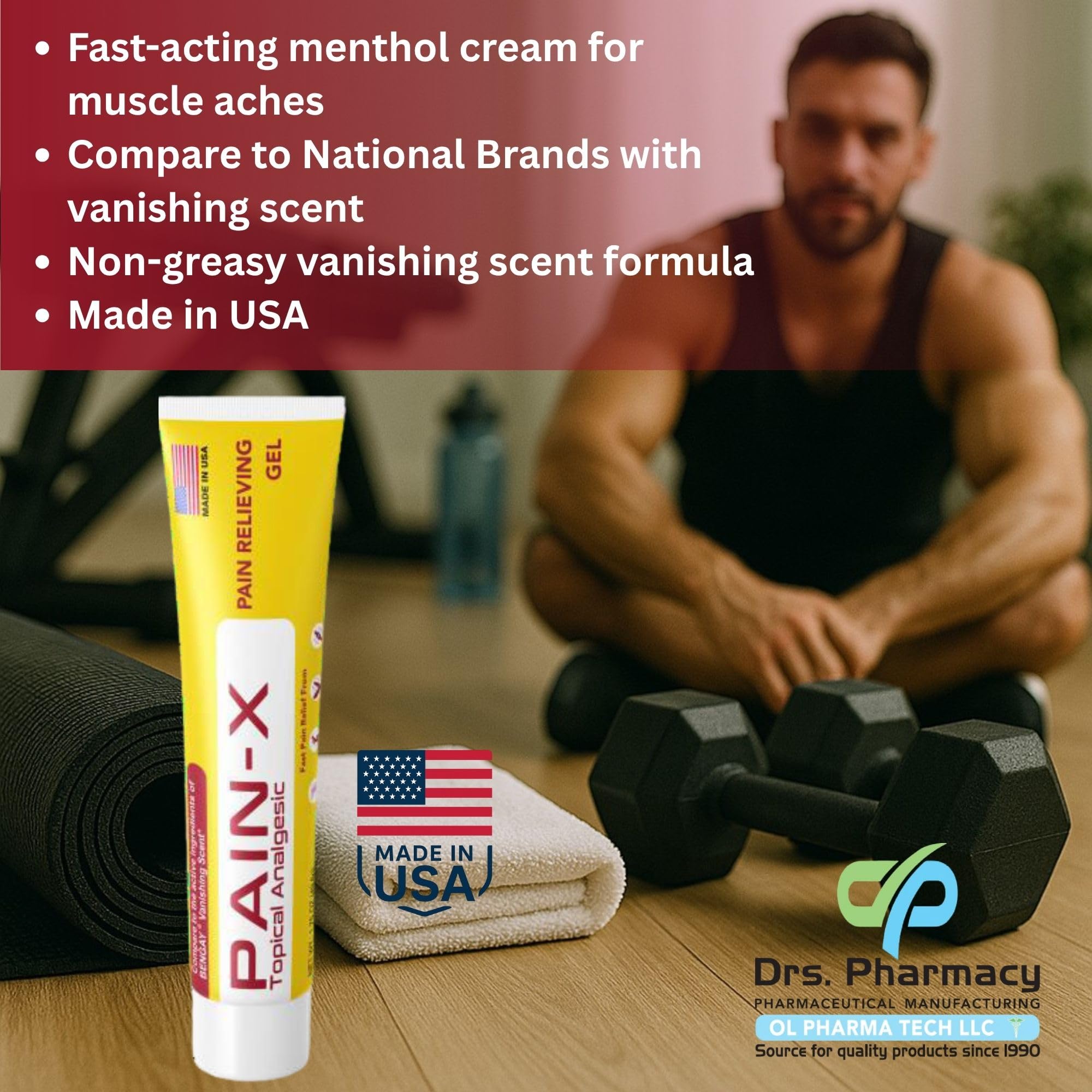 Drs. Pharmacy Pain-X Menthol Cream – Targeted Muscle & Joint Relief – 1.75 oz, Made in USA - TrustMedUSA