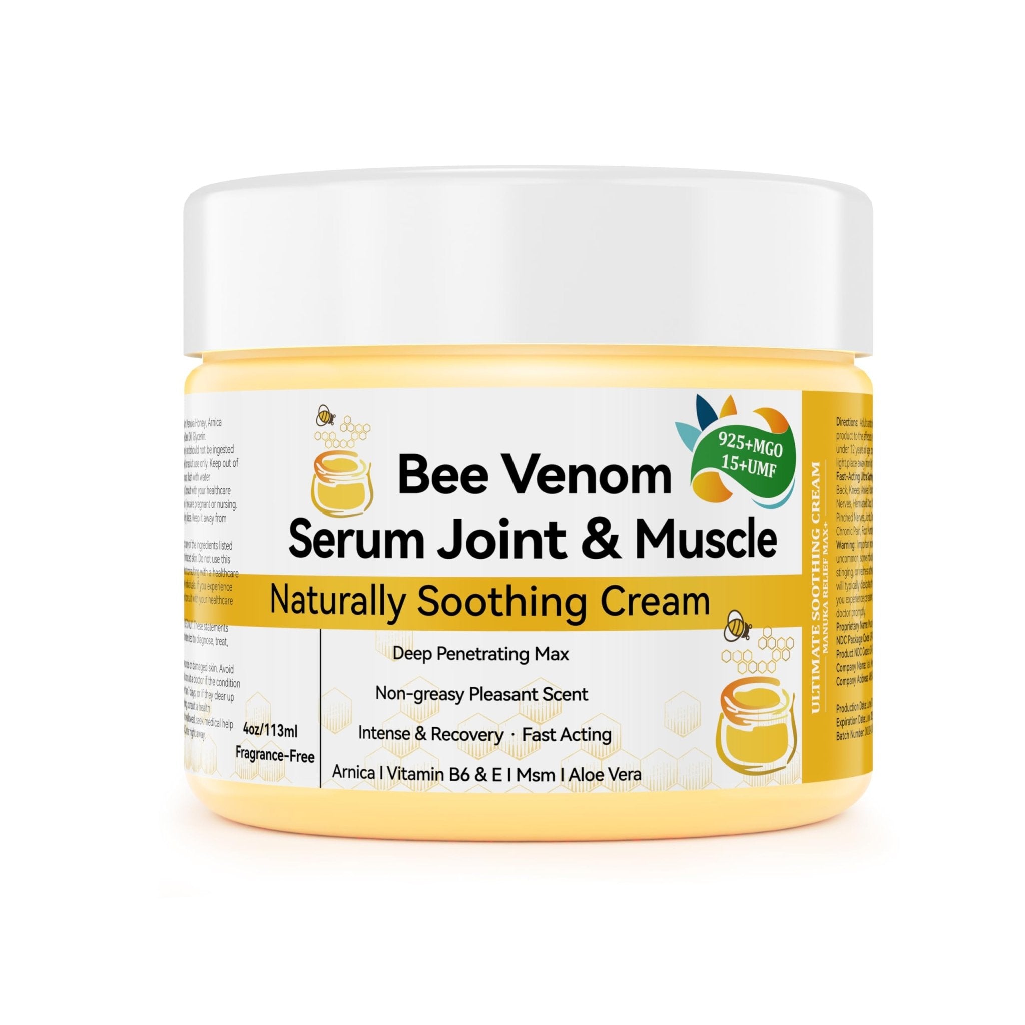 DRUOUO Natural Organic NZL Bee Venom Professional Serum Care, Joint & Muscle & Bone Cream Gel - for Back, Neck, Hand, Foot, Knee, Muscle, Shoulder, Hip, Nerve, Vitamin B6, Aloe Vera, Adult, Elderly - TrustMedUSA