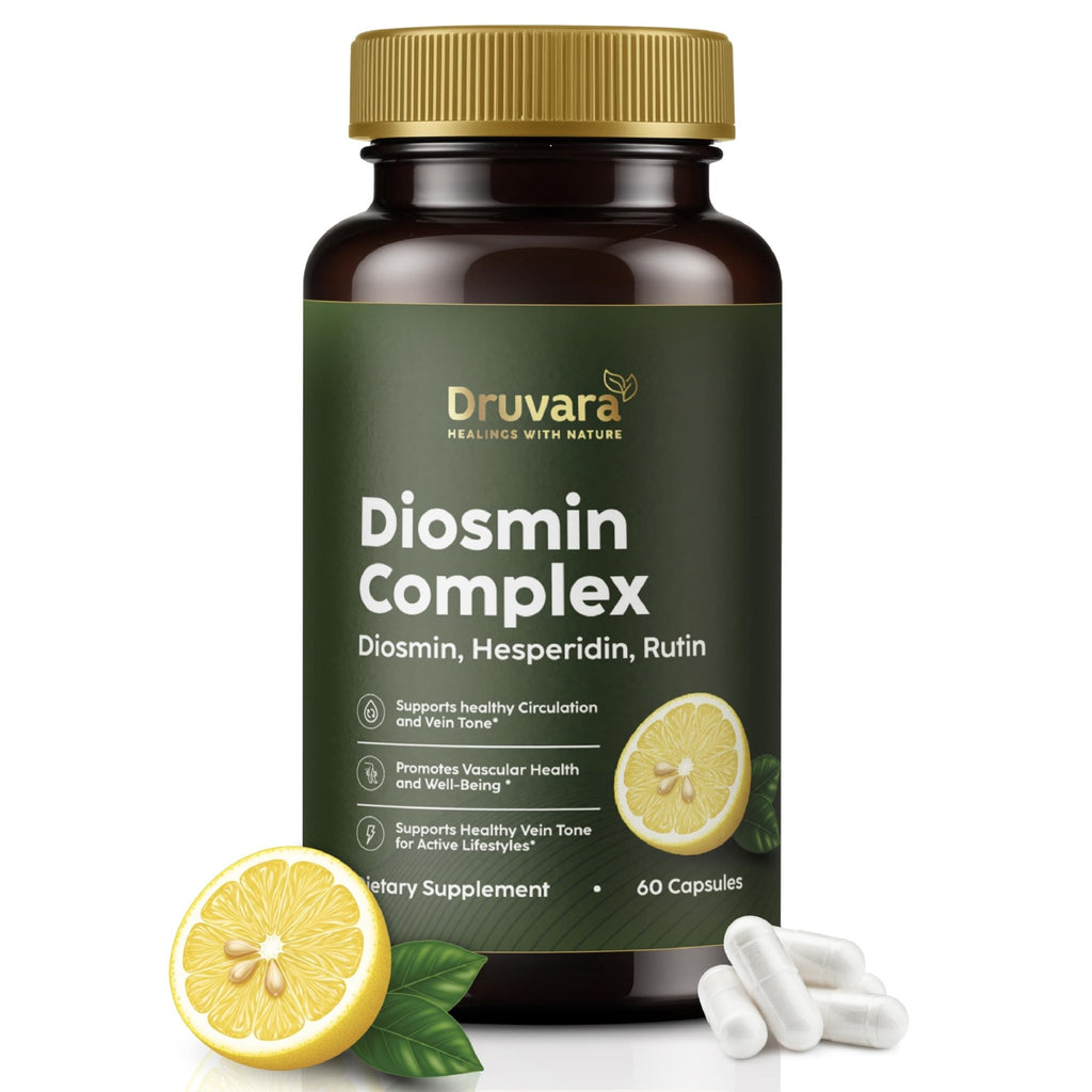 Druvara Diosmin Hesperidin with Rutin & B Vitamins | Vein Support Supplement for Leg Comfort, Healthy Circulation, Vein Strength & Improved Mobility - 60 Capsules - TrustMedUSA