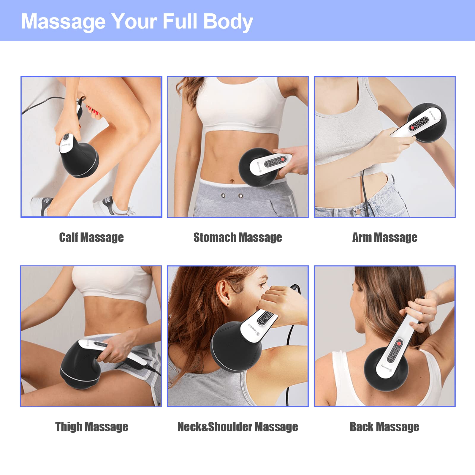 DS SAVORING Cellulite Massager with 8 Interchangeable Heads, Body Sculpting Machine for Lymphatic Drainage and Vibrating Fat Cellulite Remover, Portable and Easy to Use for Men and Women at Home - Maple Wellness Supplements