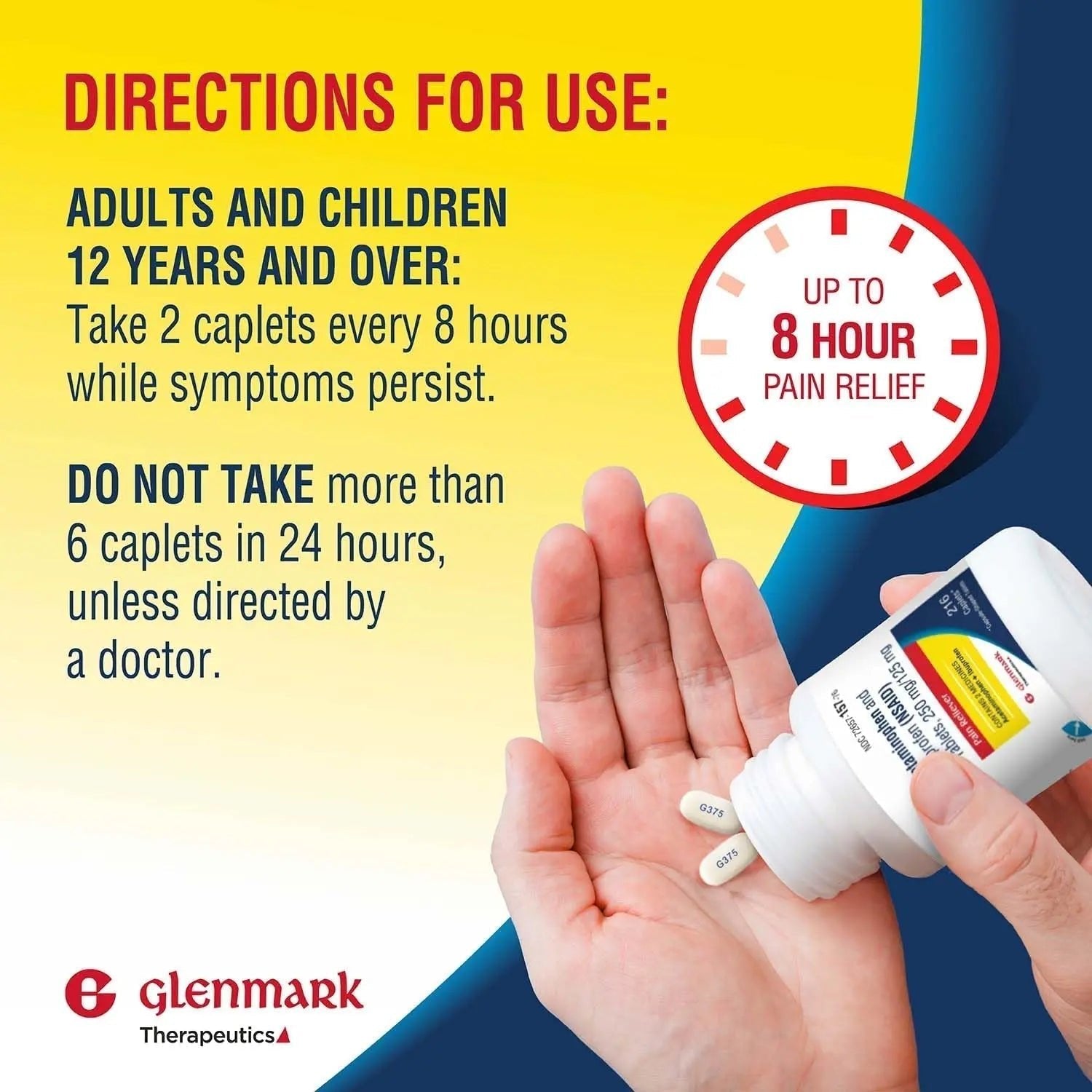 Dual Action Acetaminophen 250mg and Ibuprofen 125mg Caplets, Up to 8h of Pain Relief for Minor Aches and Pain, Headaches, Toothache, Backache, Menstrual Cramps, Minor Arthritis Pain, 216 Count - TrustMedUSA