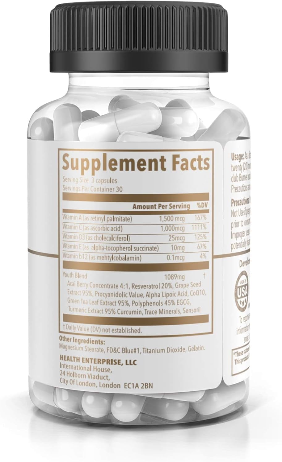 Dub Nutrition Youth - Formula with Acai, Resveratrol, Curcumin, Vitamins A, C, D, E, B12, and CoQ10 - Supports Immunity and Mobility - 90 Capsules - TrustMedUSA