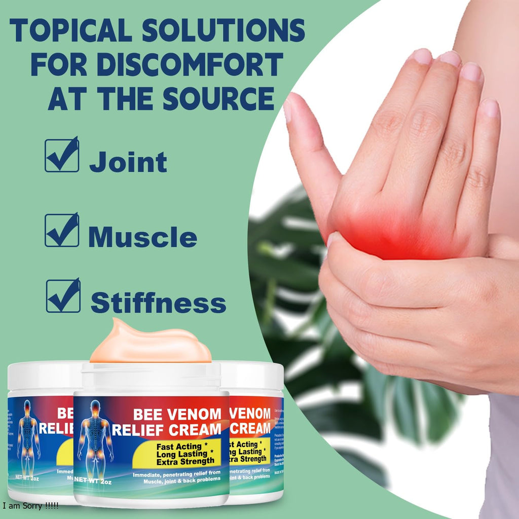 DUBOONAIO Bee Venom Joint Muscle Bone Cream, High Strength Fast Acting, Help for Back, Neck, Hand, Feet, Knee, Muscle, Shoulder, Wrist, Elbow, Hip, Nerve, Ankle, Foot Discomfort - TrustMedUSA
