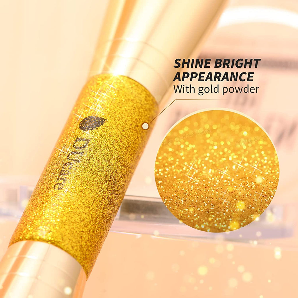 DUcare Dual End Foundation Contour Bronzer Brush, Gold Glitter Handle Double Ended Professional Face Makeup Tool for Liquid Cream Powder - TrustMedUSA