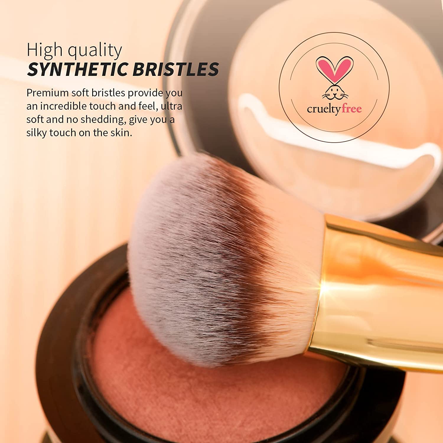 DUcare Dual End Foundation Contour Bronzer Brush, Gold Glitter Handle Double Ended Professional Face Makeup Tool for Liquid Cream Powder - TrustMedUSA