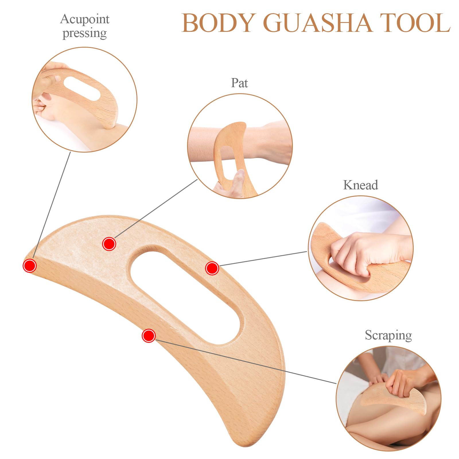 Dukucr 3Pcs Wood Therapy Massage Tools Lymphatic Drainage Massager Wooden Massager Body Sculpting Tools for Maderoterapia,Anti-Cellulite,Pain Relief(3-in-1 Massager) - Maple Wellness Supplements