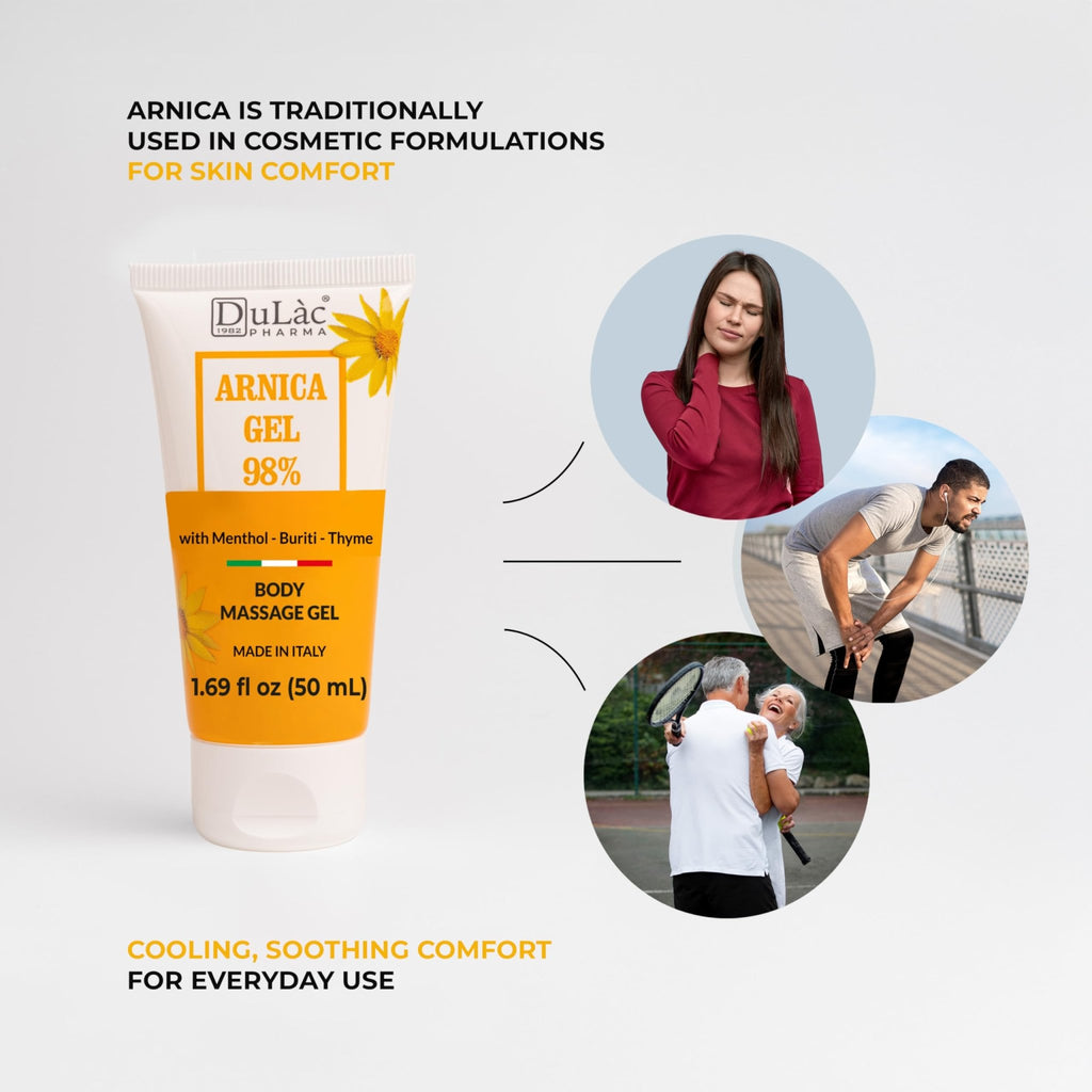 Dulac Arnica Body Massage Gel – Water-Based Cosmetic Massage Gel with Arnica Montana, Fast-Absorbing Lightweight Texture, Non-Greasy Feel, Dermatologically Tested, 1.7 Fl Oz - TrustMedUSA