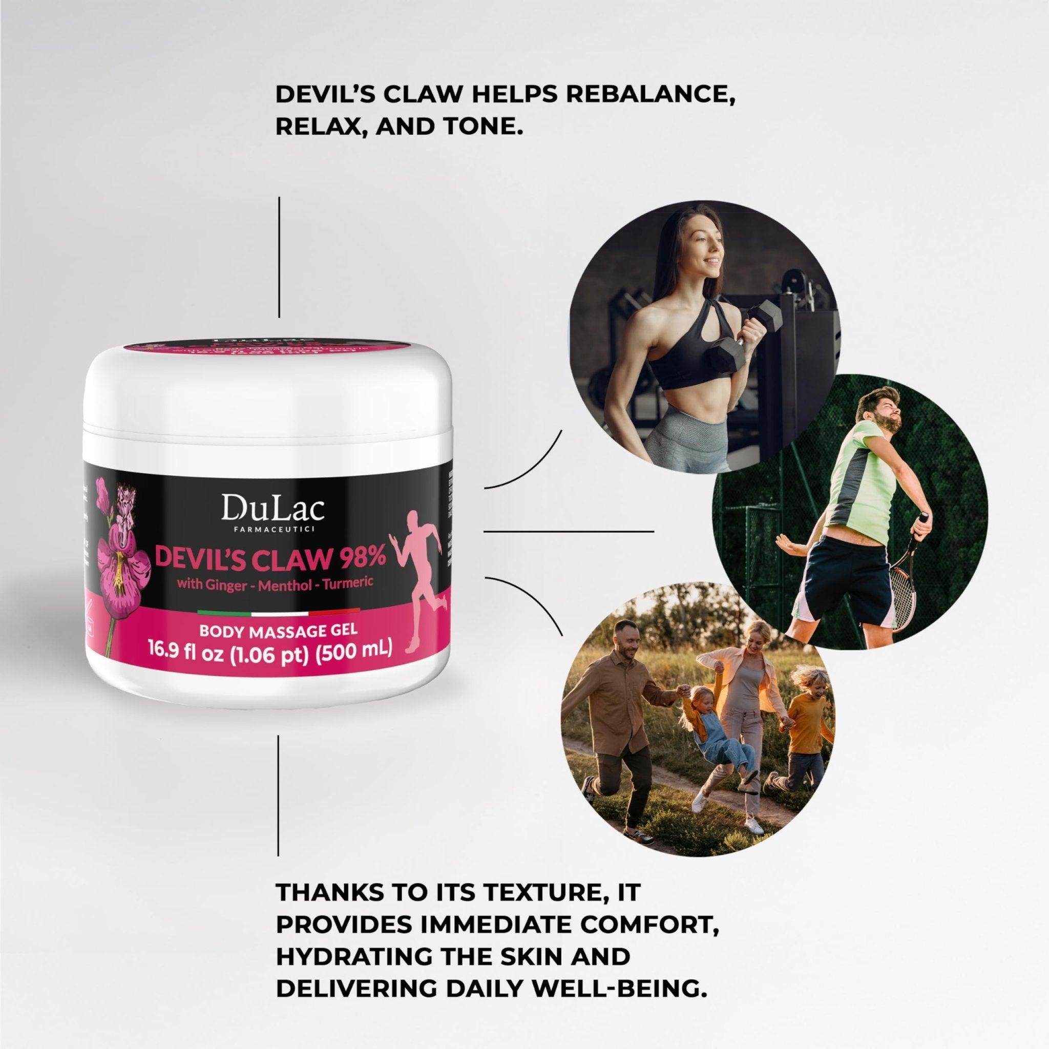 Dulac - Devil's Claw 98% Cream Maximum Strength 16.9 Fl Oz, Natural Joint and Muscle Comfort Cream, Enriched with Menthol for Cool Effect - TrustMedUSA