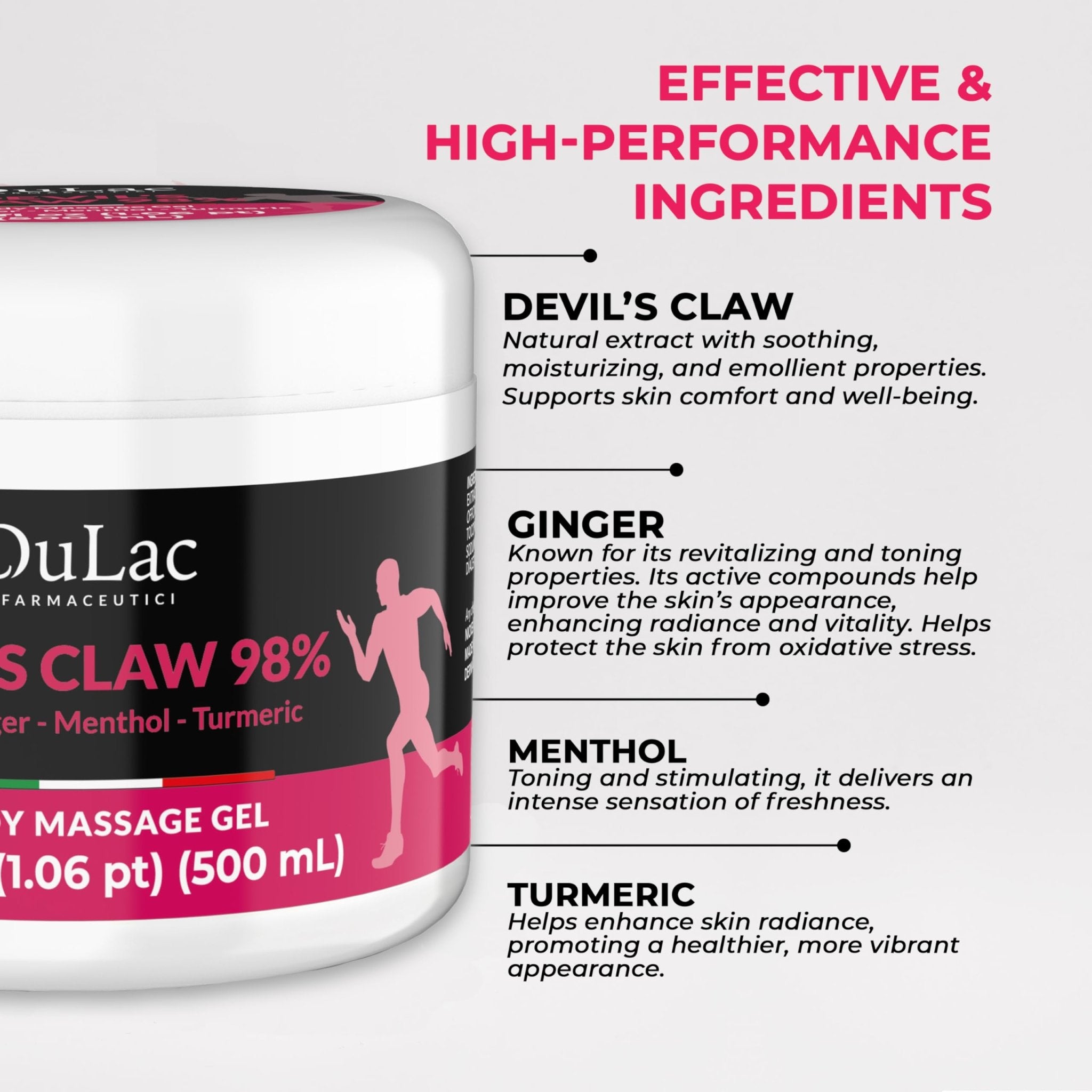 Dulac - Devil's Claw 98% Cream Maximum Strength 16.9 Fl Oz, Natural Joint and Muscle Comfort Cream, Enriched with Menthol for Cool Effect - TrustMedUSA