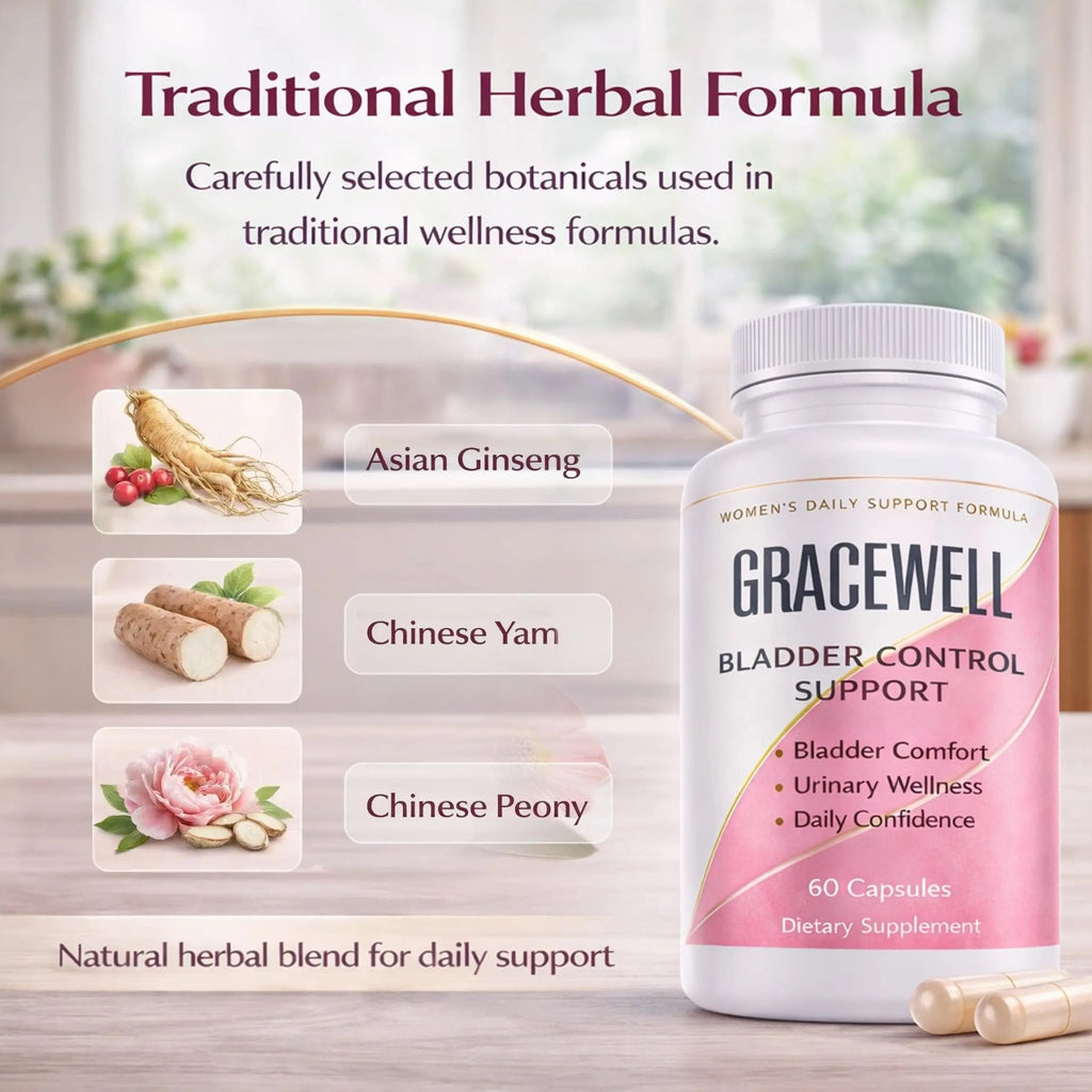 DXWXH Gracewell Bladder Wellness Supplement for Women & Men, Herbal Support with Asian Ginseng, Chinese Yam, Chinese Peony, Urinary Tract Health Formula, 60 Capsules (1) - TrustMedUSA