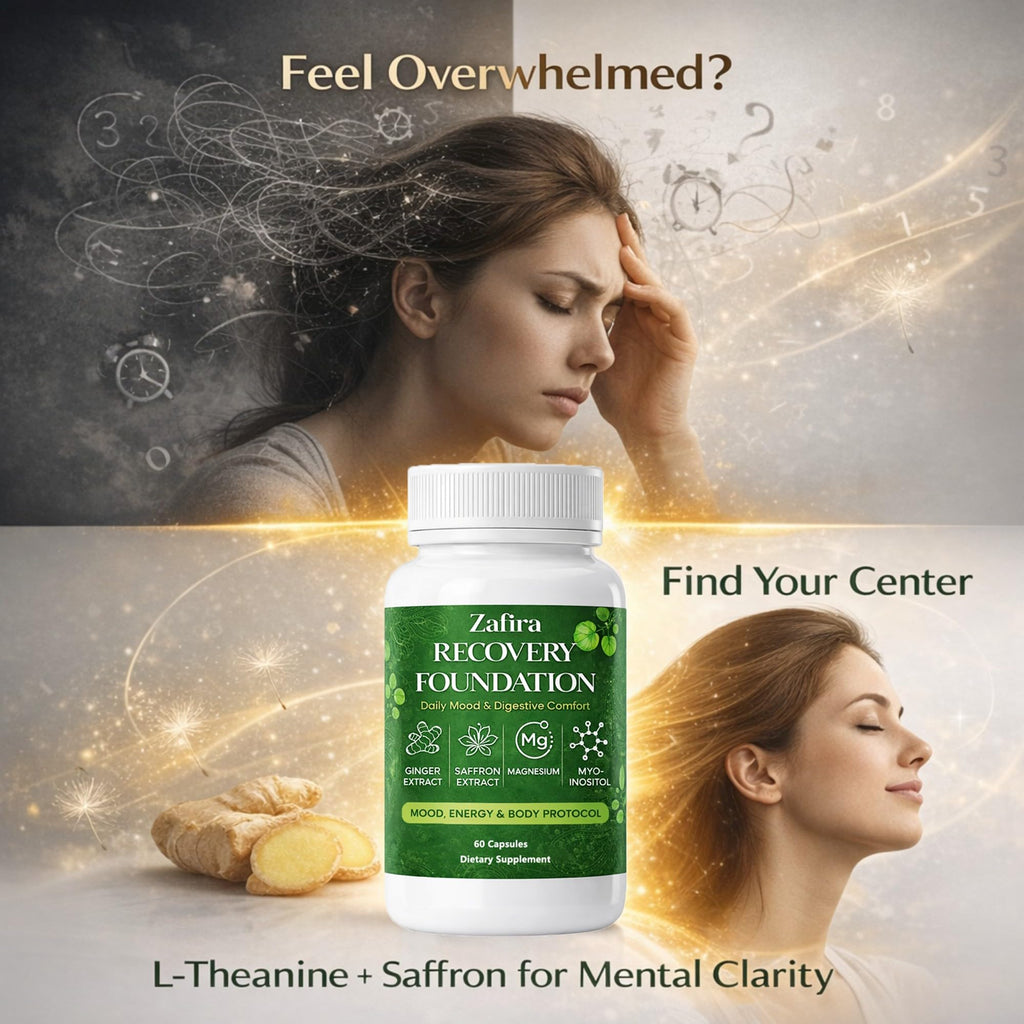 DYDUON Zafira Recovery Foundation Capsules – Mental Clarity, Hair & Mood Support, Natural Herbal Formula with Saffron Extract, Ginger Extract, L-Theanine, Myo-Inositol, Non-GMO, 60 Capsules - TrustMedUSA