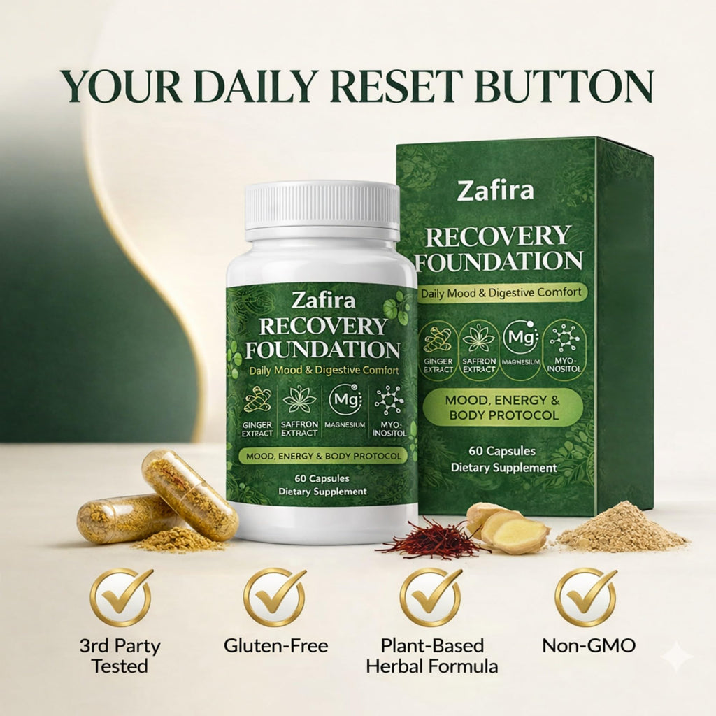 DYDUON Zafira Recovery Foundation Capsules – Mental Clarity, Hair & Mood Support, Natural Herbal Formula with Saffron Extract, Ginger Extract, L-Theanine, Myo-Inositol, Non-GMO, 60 Capsules - TrustMedUSA