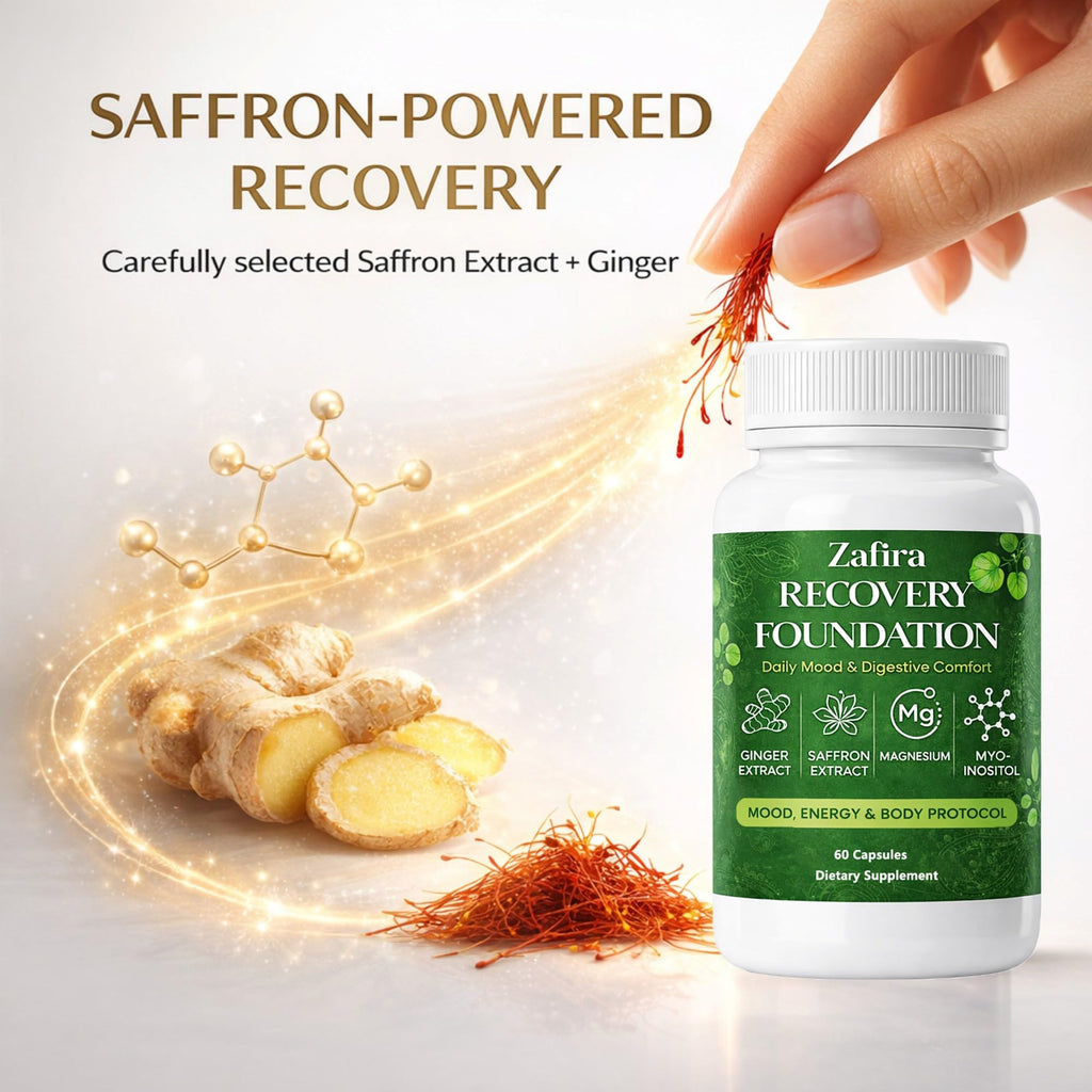 DYDUON Zafira Recovery Foundation Capsules – Mental Clarity, Hair & Mood Support, Natural Herbal Formula with Saffron Extract, Ginger Extract, L-Theanine, Myo-Inositol, Non-GMO, 60 Capsules - TrustMedUSA