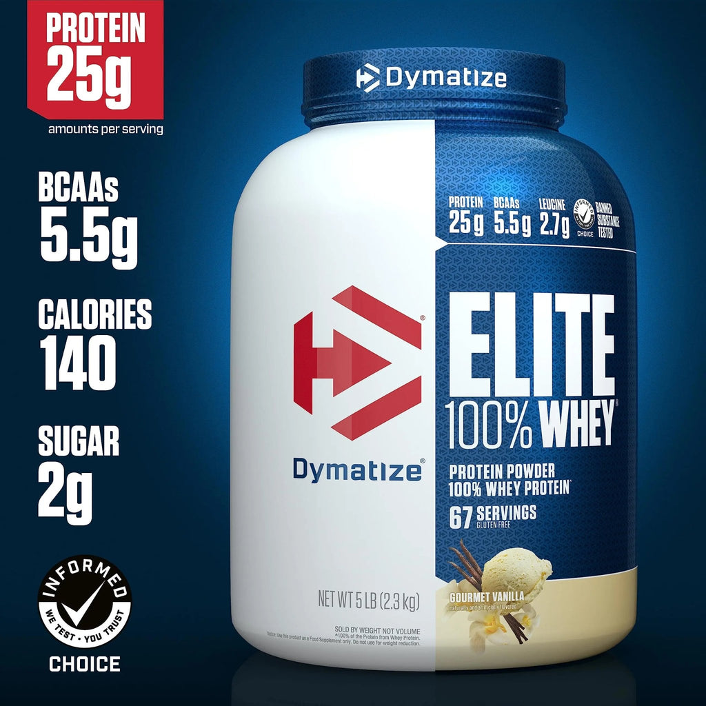 Dymatize Elite 100% Whey Protein Powder, 25g Protein, 5.5g BCAAs & 2.7g L-Leucine - TrustMedUSA