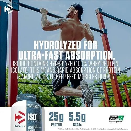 Dymatize ISO 100 Whey Protein Powder with 25g of Hydrolyzed 100% Whey Isolate - TrustMedUSA