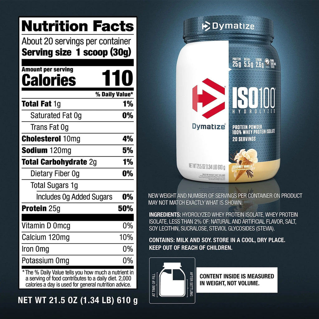 Dymatize ISO100 Hydrolyzed Protein Powder, 100% Whey Isolate , 25g of Protein, 5.5g - TrustMedUSA