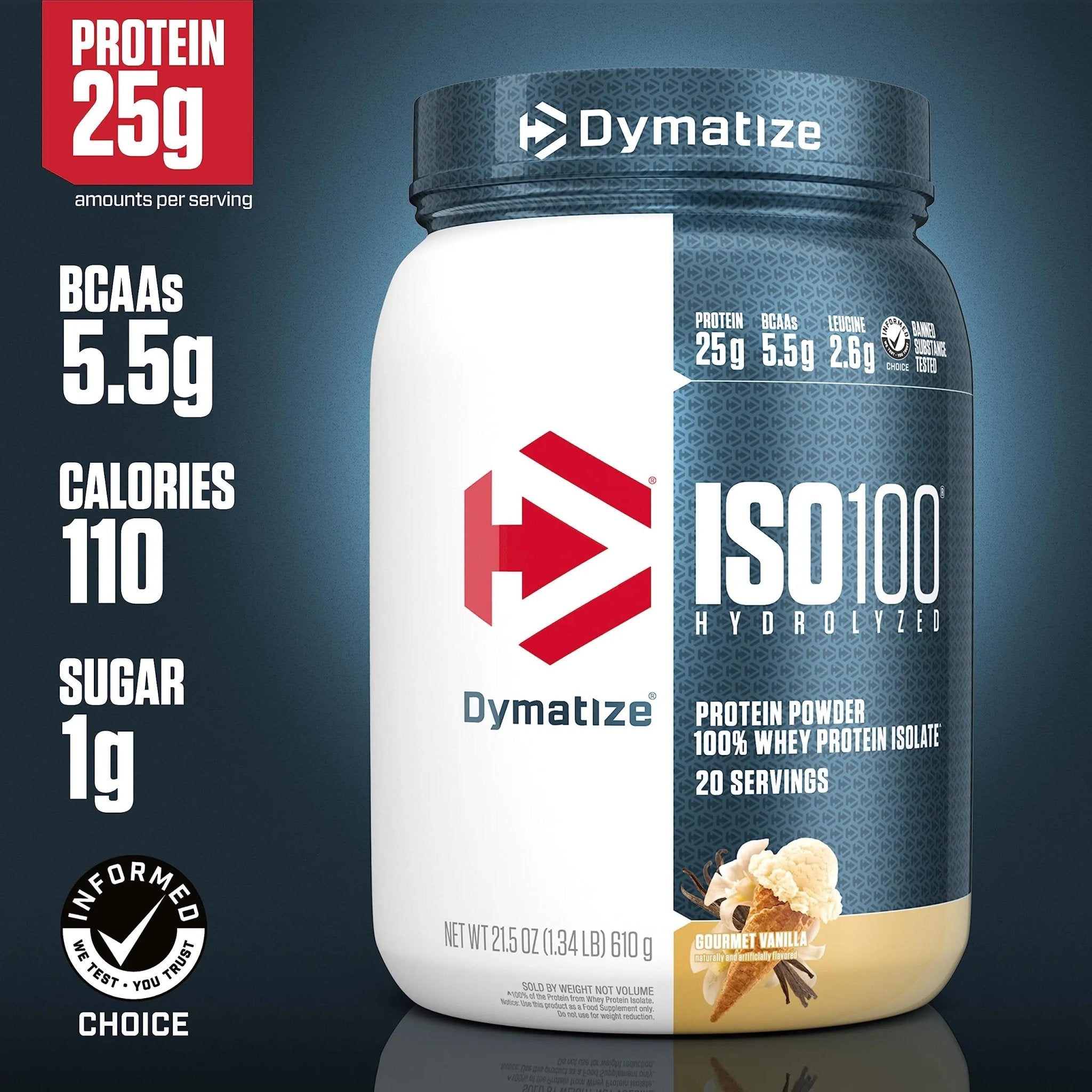 Dymatize ISO100 Hydrolyzed Protein Powder, 100% Whey Isolate , 25g of Protein, 5.5g - TrustMedUSA