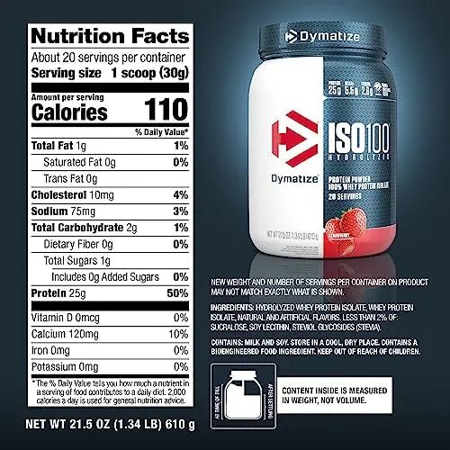 Dymatize ISO100 Hydrolyzed Protein Powder, 100% Whey Isolate Protein, 25g of Protein - TrustMedUSA