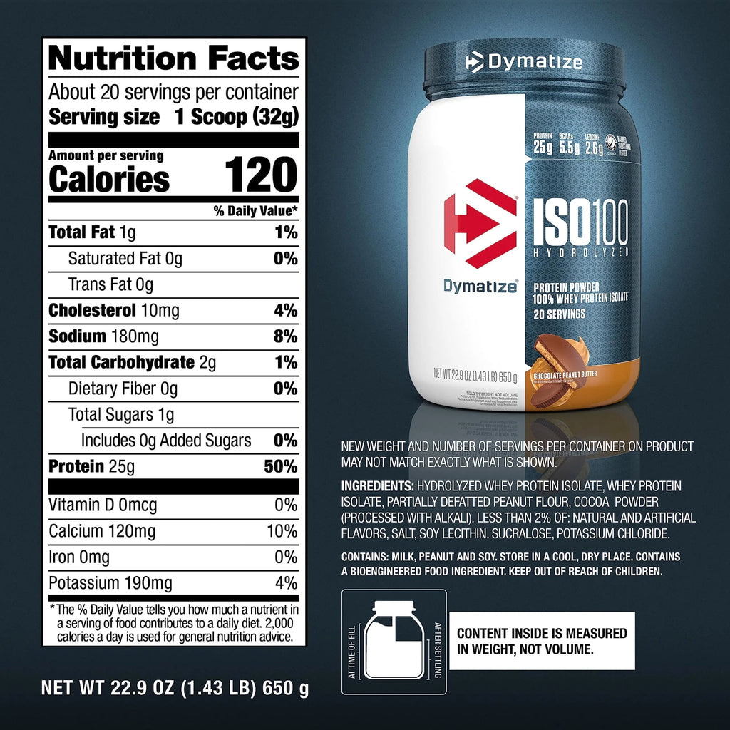 Dymatize ISO100 Whey Protein Powder with 25g of Hydrolyzed 100% Whey Isolate - TrustMedUSA