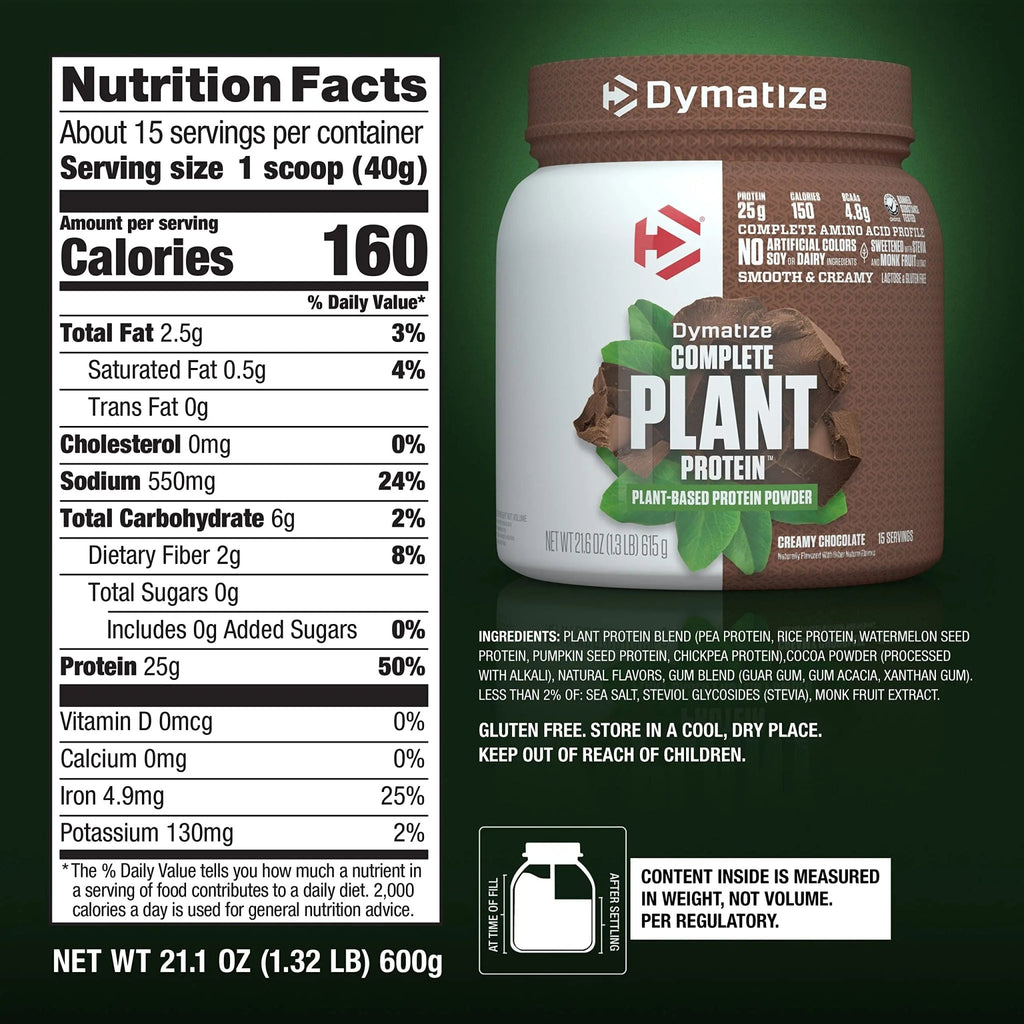 Dymatize Vegan Plant Protein, Creamy Chocolate, 25g Protein, 4.8g BCAAs, Complete - TrustMedUSA
