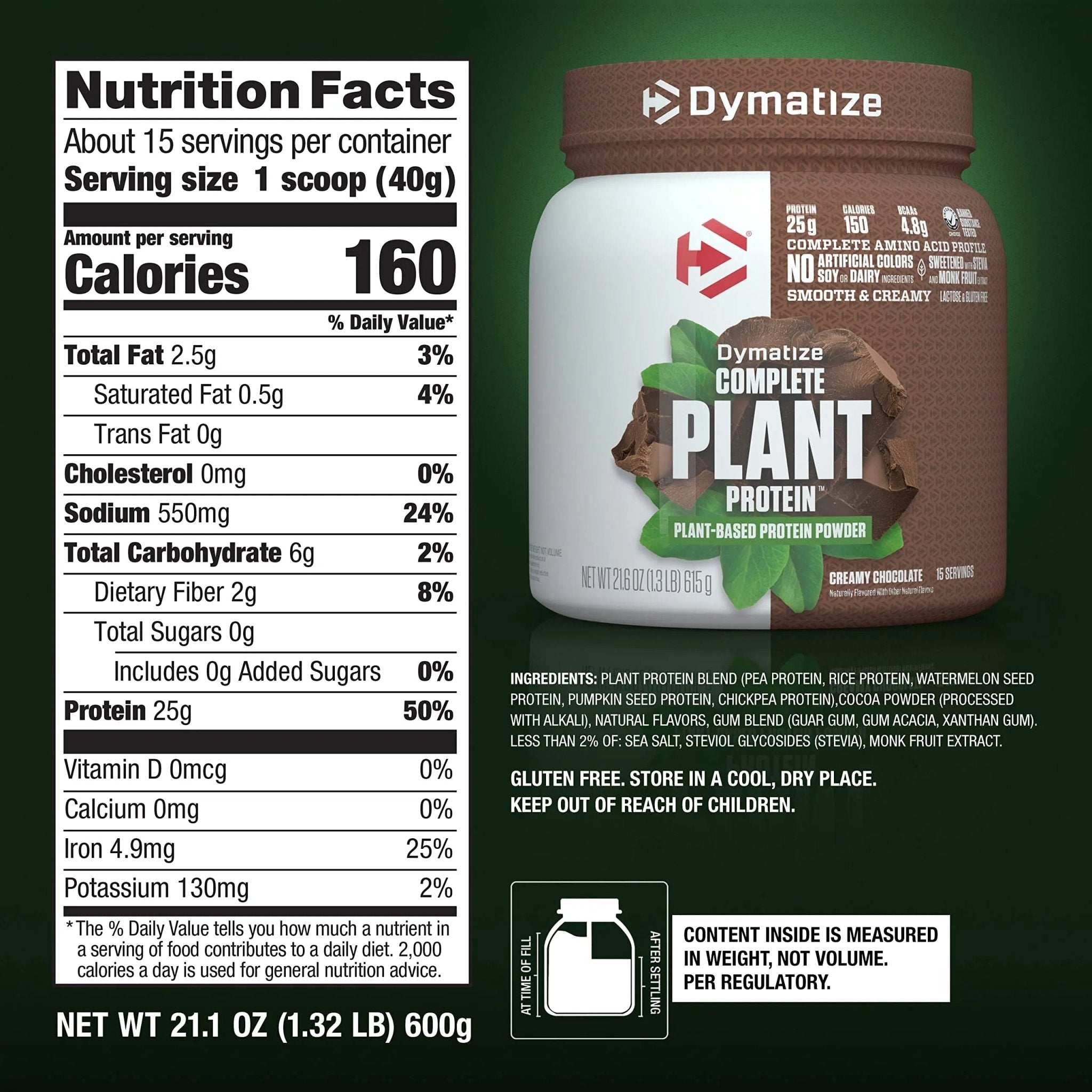 Dymatize Vegan Plant Protein, Creamy Chocolate, 25g Protein, 4.8g BCAAs, Complete - TrustMedUSA