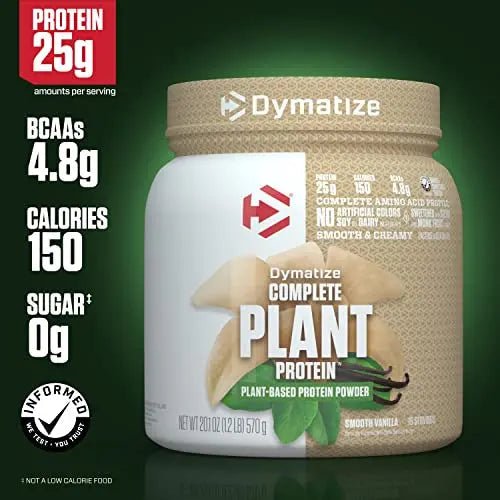 Dymatize Vegan Plant Protein, Smooth Vanilla, 25g Protein, 4.8g BCAAs, Complete - TrustMedUSA