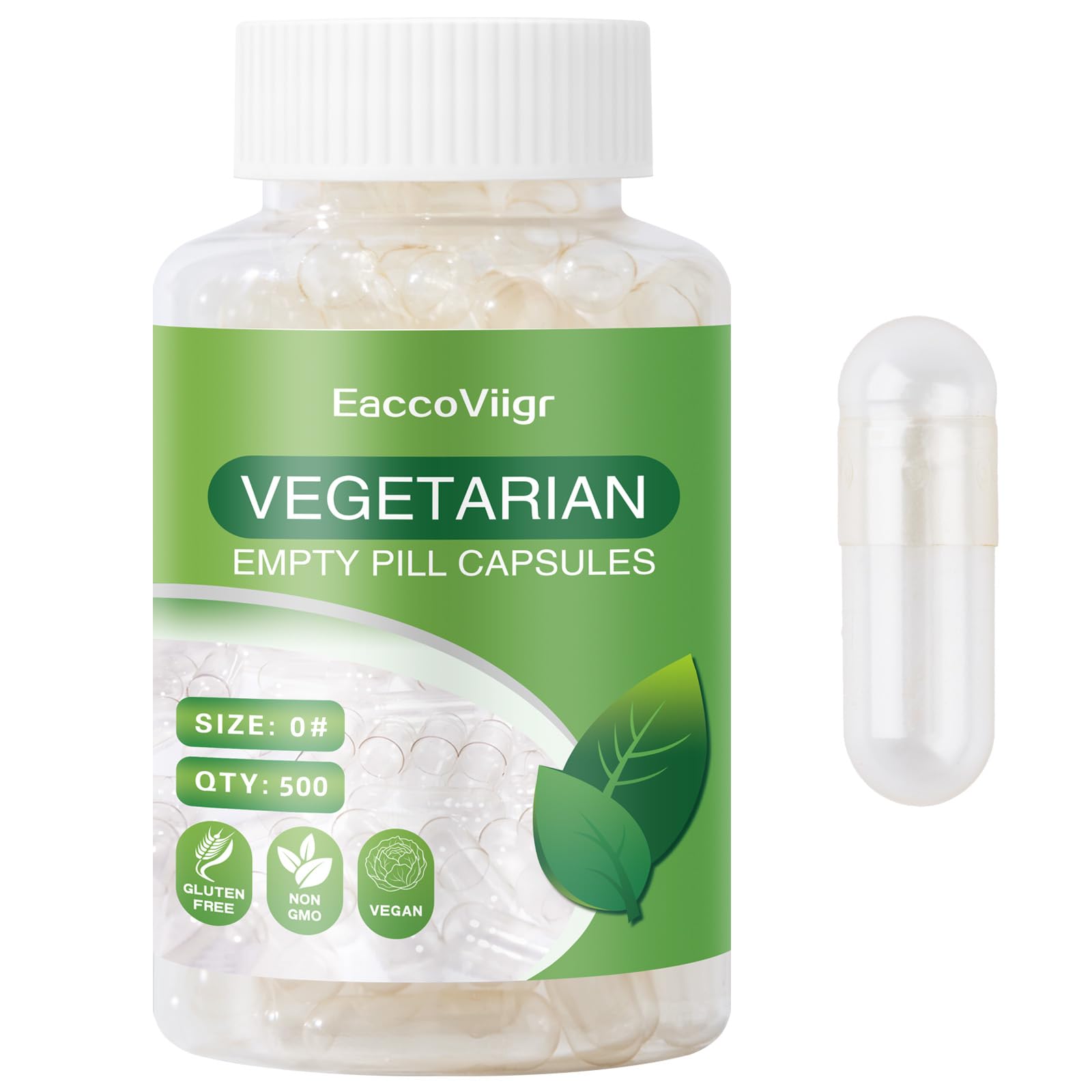 EaccoViigr Size 0 Empty Capsules - 500 Count Clear Empty Pill Capsules with Capsule Filling Kit, Fillable Vegan Vegetarian Capsule Empty for Vitamins, Easy for DIY Supplements - TrustMedUSA