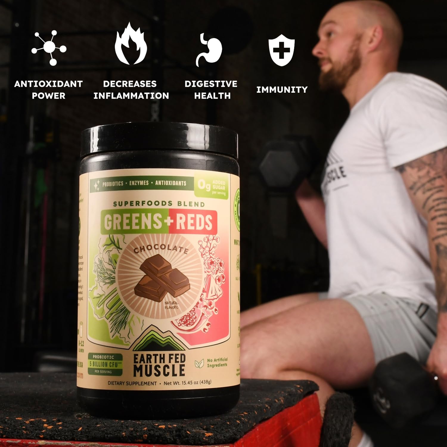 Earth Fed Muscle Chocolate Greens & Reds Superfood Blend - TrustMedUSA