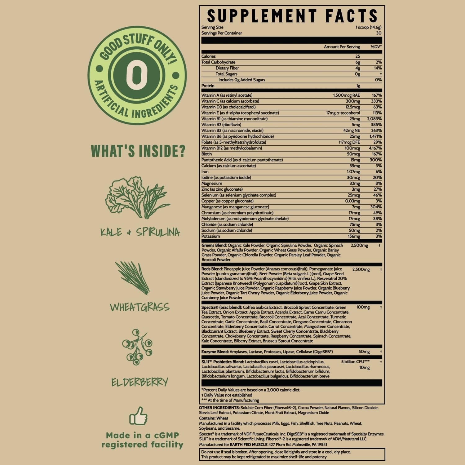 Earth Fed Muscle Chocolate Greens & Reds Superfood Blend - TrustMedUSA