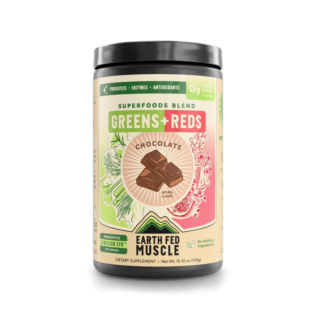 Earth Fed Muscle Chocolate Greens & Reds Superfood Blend - TrustMedUSA