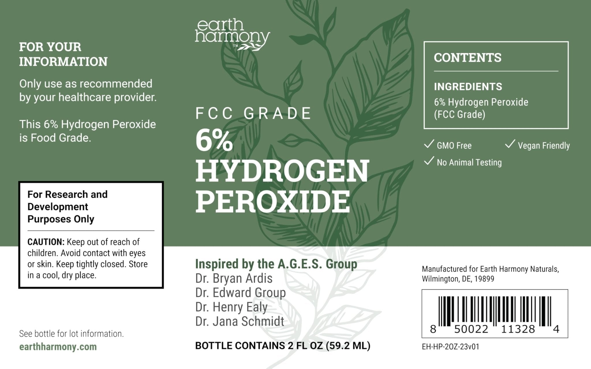 Earth Harmony Food Grade Hydrogen Peroxide 6% - Maple Wellness Supplements