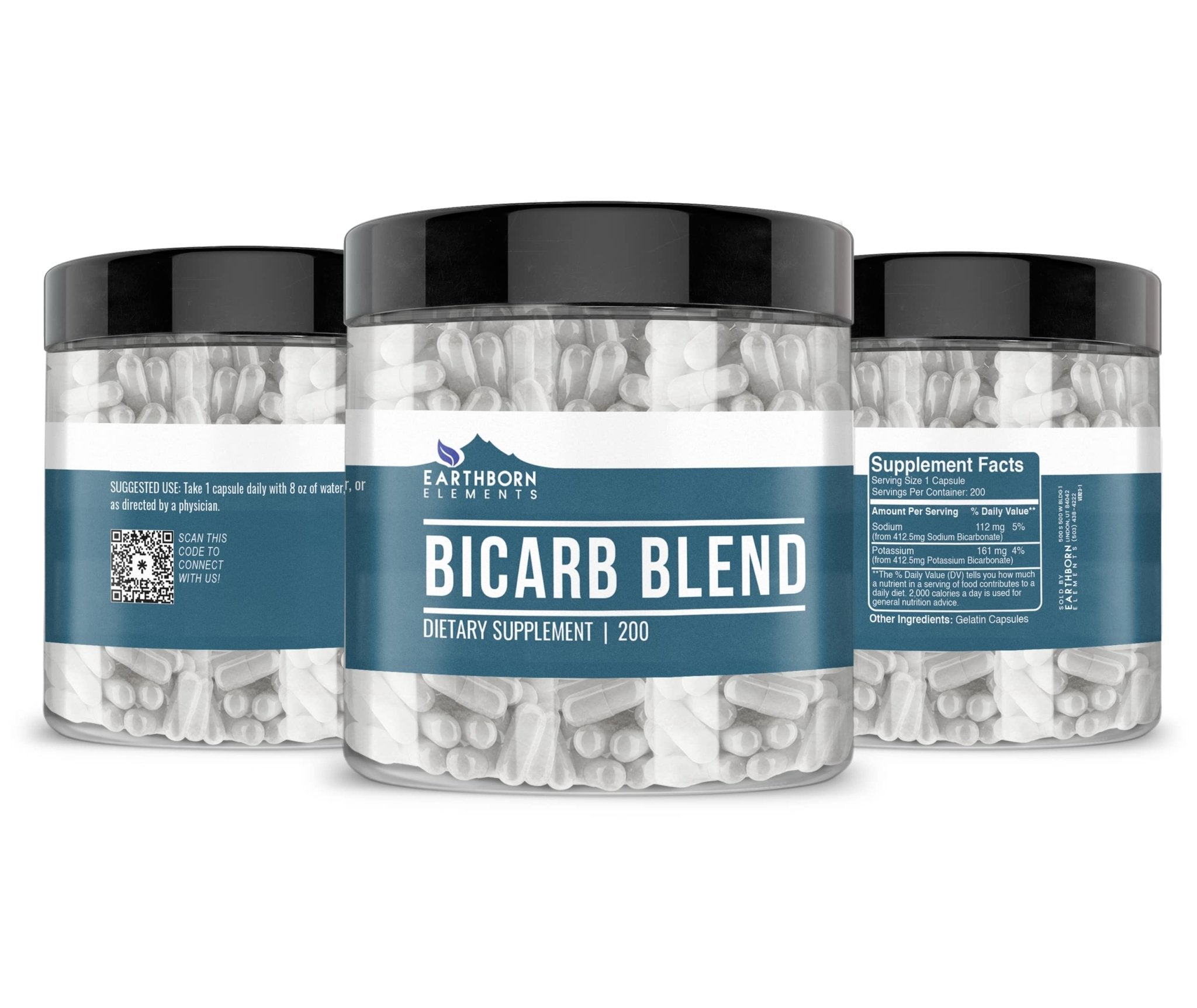 Earthborn Elements Bicarb Blend 200 Capsules, Pure & Undiluted, No Additives - TrustMedUSA