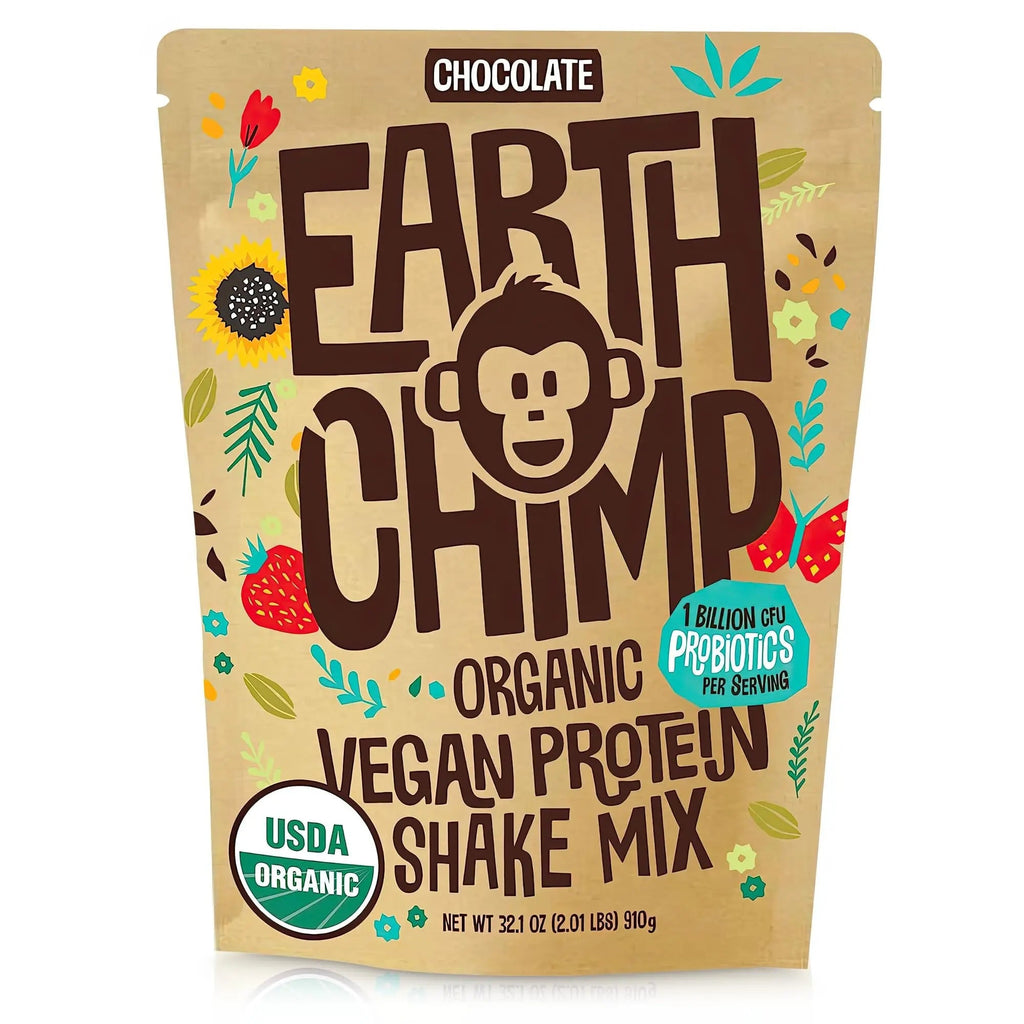 EarthChimp Organic Vegan Protein Powder - with Probiotics - Non GMO, Dairy Free - TrustMedUSA