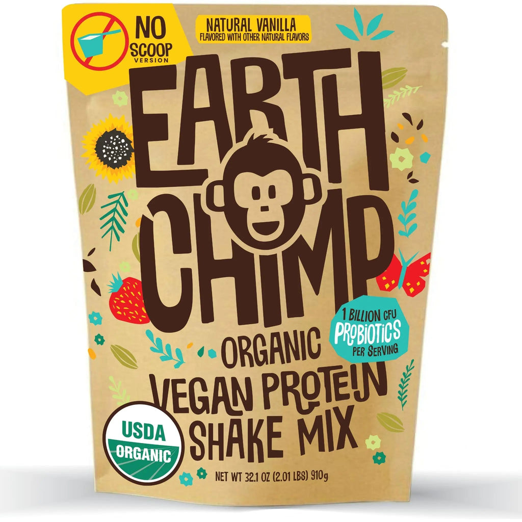 EarthChimp Organic Vegan Protein Powder - with Probiotics - Non GMO, Dairy Free - TrustMedUSA