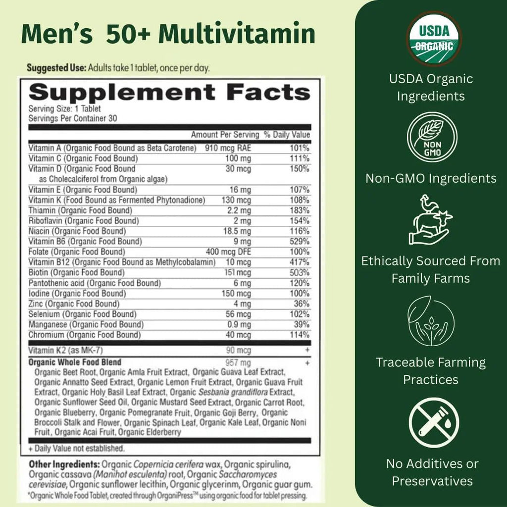 EarthFirst Organic Women's & Men's 50+ Once Daily Multi Bundle,19 Vitamins from Herbs & Superfoods, 30 Count - TrustMedUSA