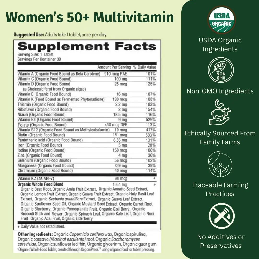 EarthFirst Organic Women's & Men's 50+ Once Daily Multi Bundle,19 Vitamins from Herbs & Superfoods, 30 Count - TrustMedUSA