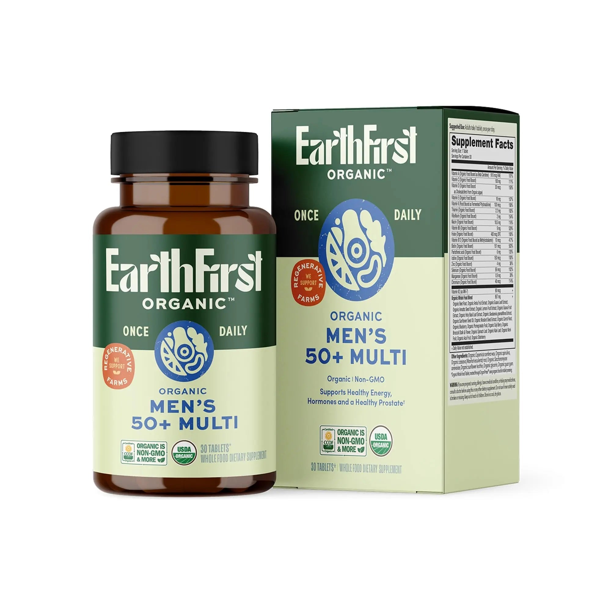EarthFirst Organic Women's & Men's 50+ Once Daily Multi Bundle,19 Vitamins from Herbs & Superfoods, 30 Count - TrustMedUSA