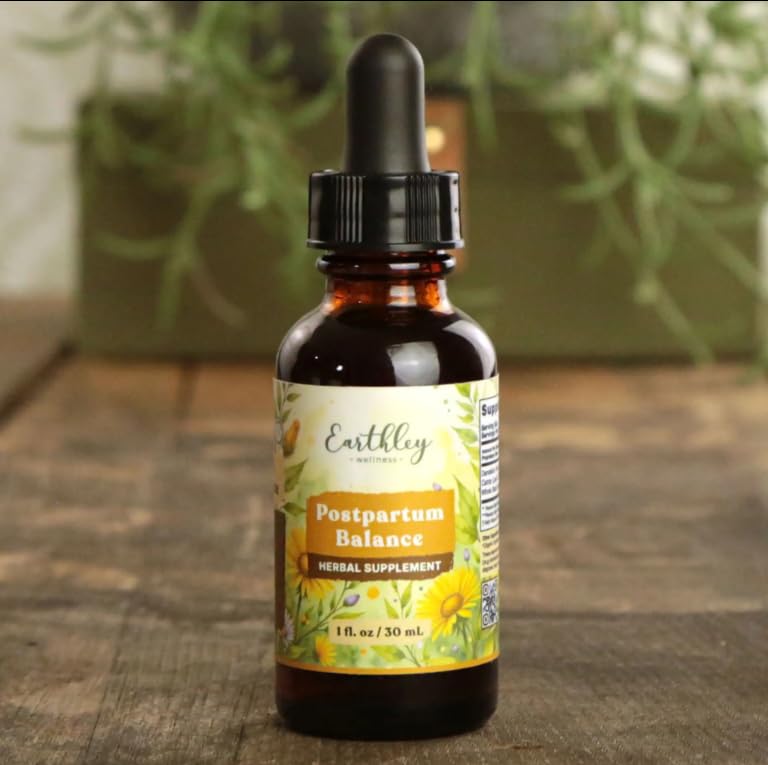Earthley Wellness Postpartum Balance, Supports and Balances Female Hormones, Supports Postpartum Recovery, Smooths Out Mood Swings, Essential Herbs Like Dandelion Root, Catnip, & Alfalfa (2oz) - TrustMedUSA