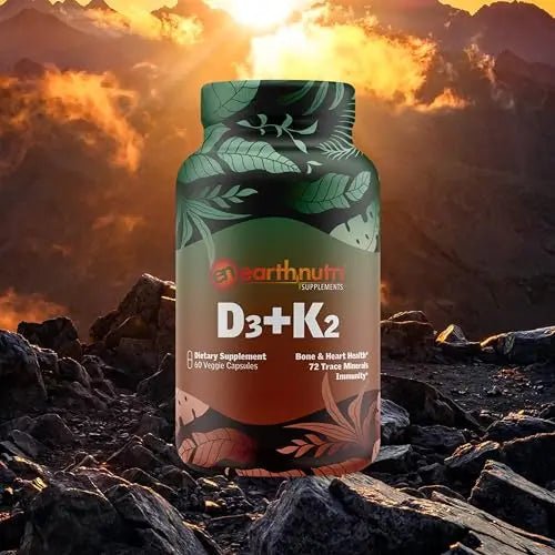 EarthNutri D3 + K2 Bone & Heart Health - 72 Trace Minerals, Vitamin D3 Vitashine, MENA - TrustMedUSA