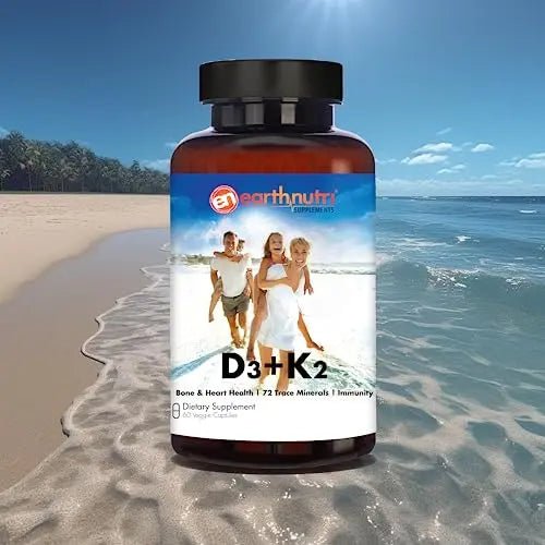 EarthNutri D3 + K2 Bone & Heart Health - 72 Trace Minerals, Vitamin D3 Vitashine, MENA - TrustMedUSA