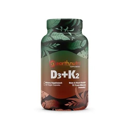 EarthNutri D3 + K2 Bone & Heart Health - 72 Trace Minerals, Vitamin D3 Vitashine, MENA - TrustMedUSA