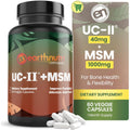 EarthNutri UC-II Collagen & MSM Supplement for Bone Health and Joint Flexibility Joint Supplement - 40mg UC-II Providing 10mg Total Collagen & 1000mg MSM - 60 Capsules (2 Caps Daily) - TrustMedUSA
