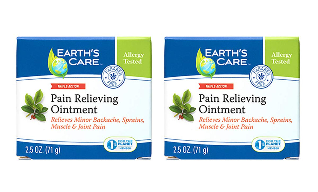Earth's Care Triple Action Pain Relieving Ointment, No Parabens, Colors or Fragrances, Allergy-Tested 2.5 OZ. (2 Jars) - TrustMedUSA