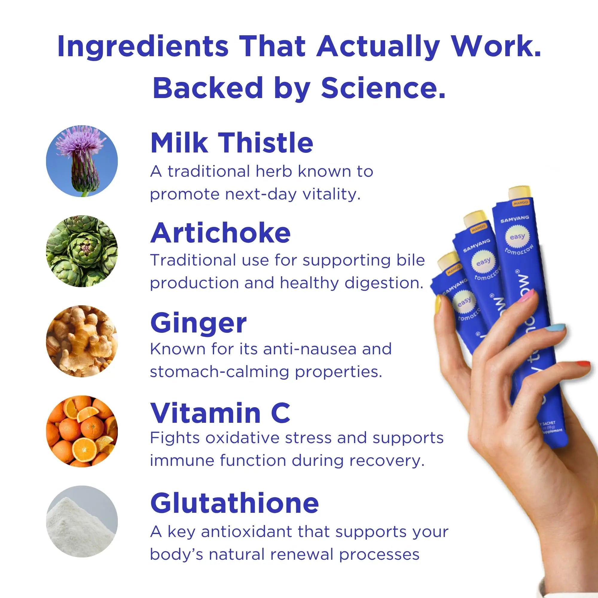 EASY TOMORROW - Natural Energy & Morning Vitality Jelly Stick - Daily Korean Skin Health Supplement & After Drinking Support with DHM & Glutathione - K-Beauty Inspired (White Grape Flavor, 20 Sticks) - TrustMedUSA